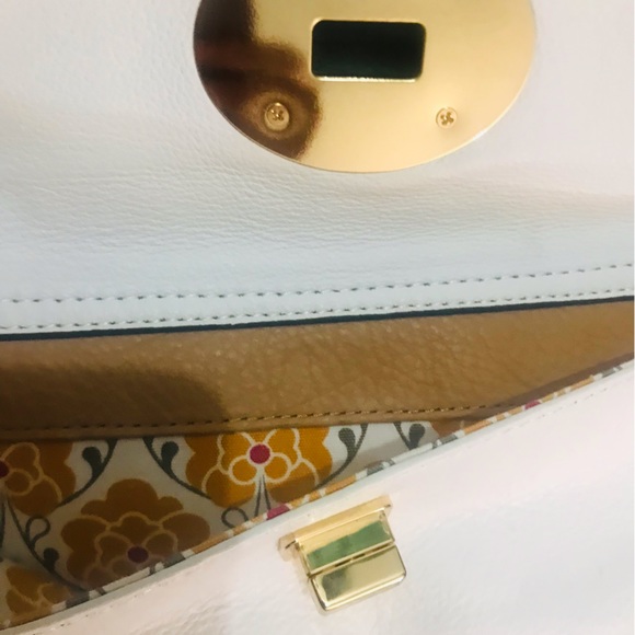 NWT Emma Fox Genuine Leather Tan Black Colorblock Crossover Shoulder Bag - Picture 8 of 10